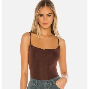 Free people brown cowl neck body suit